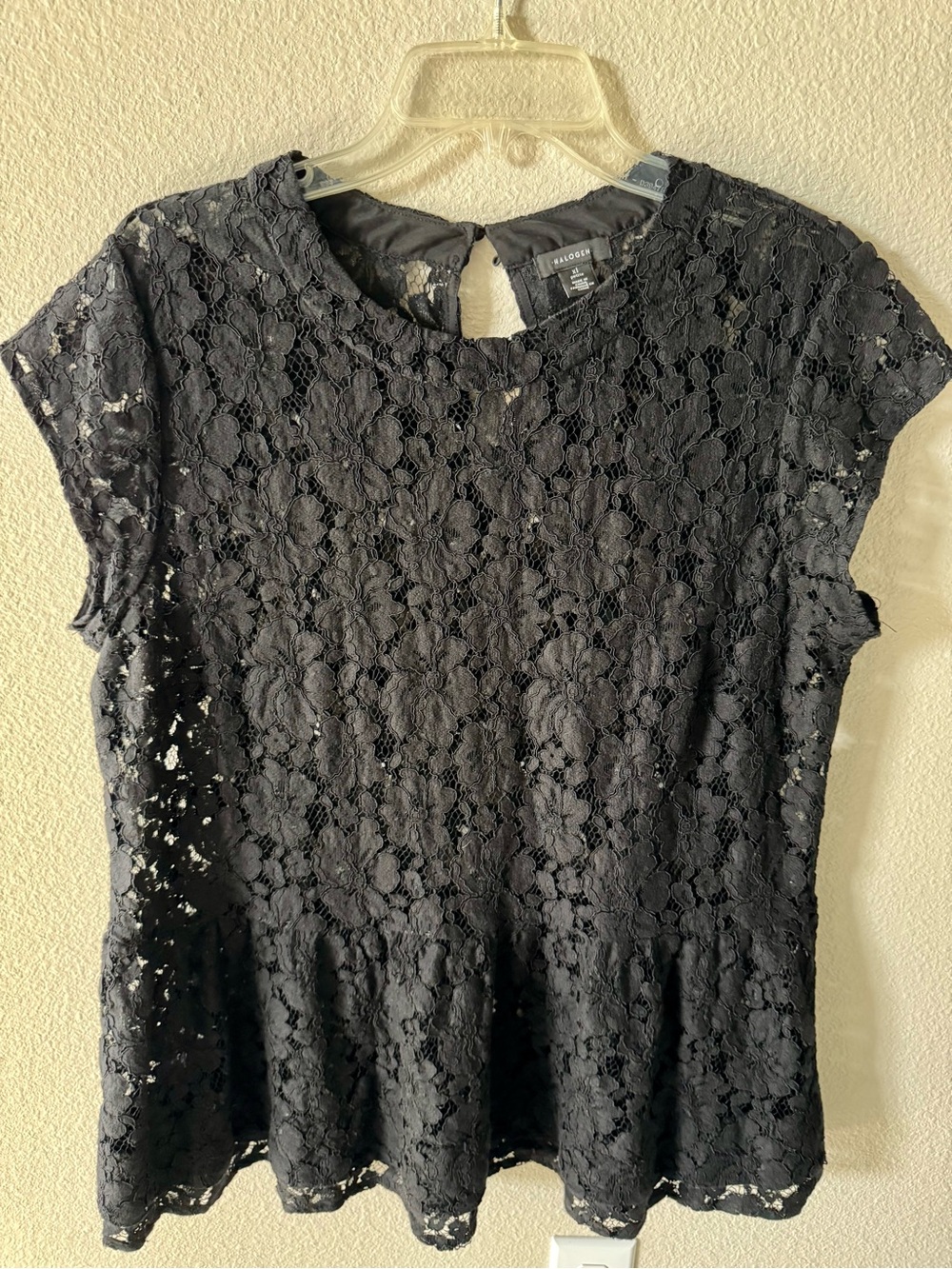 Halogen Black Lace Peplum Top